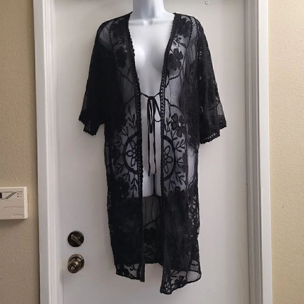 Entro black lace kimono cardigan